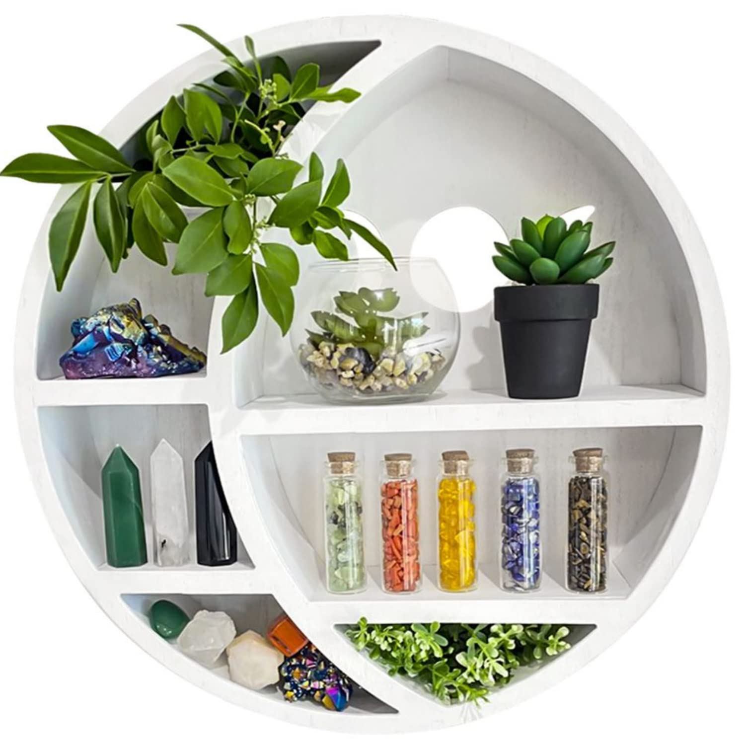 Wooden Moon Shelf for Crystals